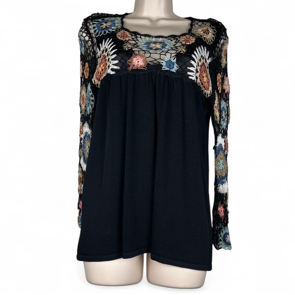 Joseph Black Floral Lace Blouse